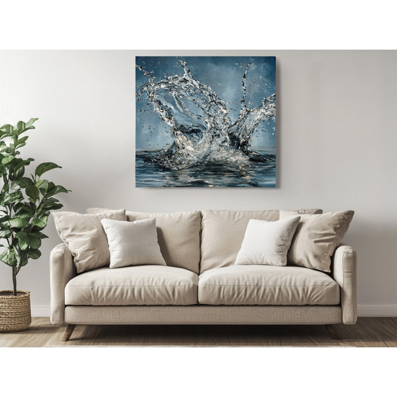 Reproduction d'art moderne, impression sur toile, peinture abstraite bleue et blanche pour la salle de bain et le salon, reproduction d'art