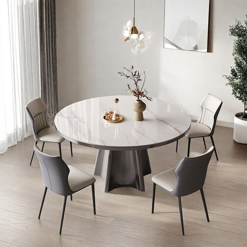 Minimalism Modern home round dining table sets, 29.5"H x 47.2"L x 47.2"W