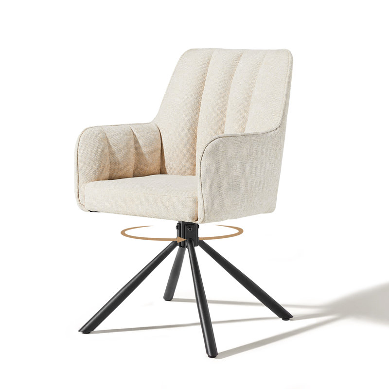 360°Swivel Fabric 1Er Set Dining Chair With Metal Legs,Upholstered Accent Tub Armchair,Green, Beige