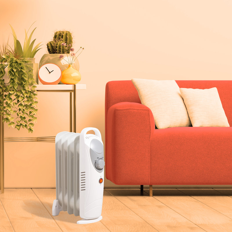 Daewoo Mini Oil Filled Radiator 650W 5 Fin Portable Heater Adjustable Thermostat White