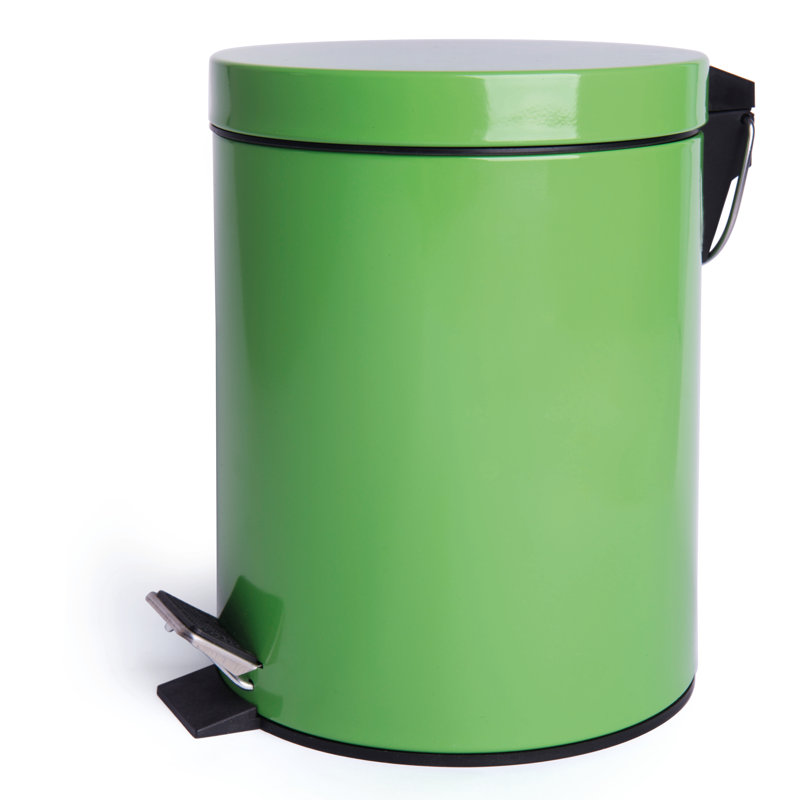 Steel Step On Kitchen Trash Can - 5L, Green