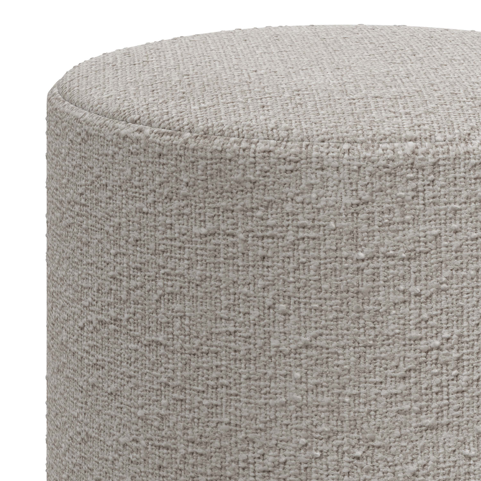 Epaulette Upholstered Ottoman, Classic Elephant Boucle