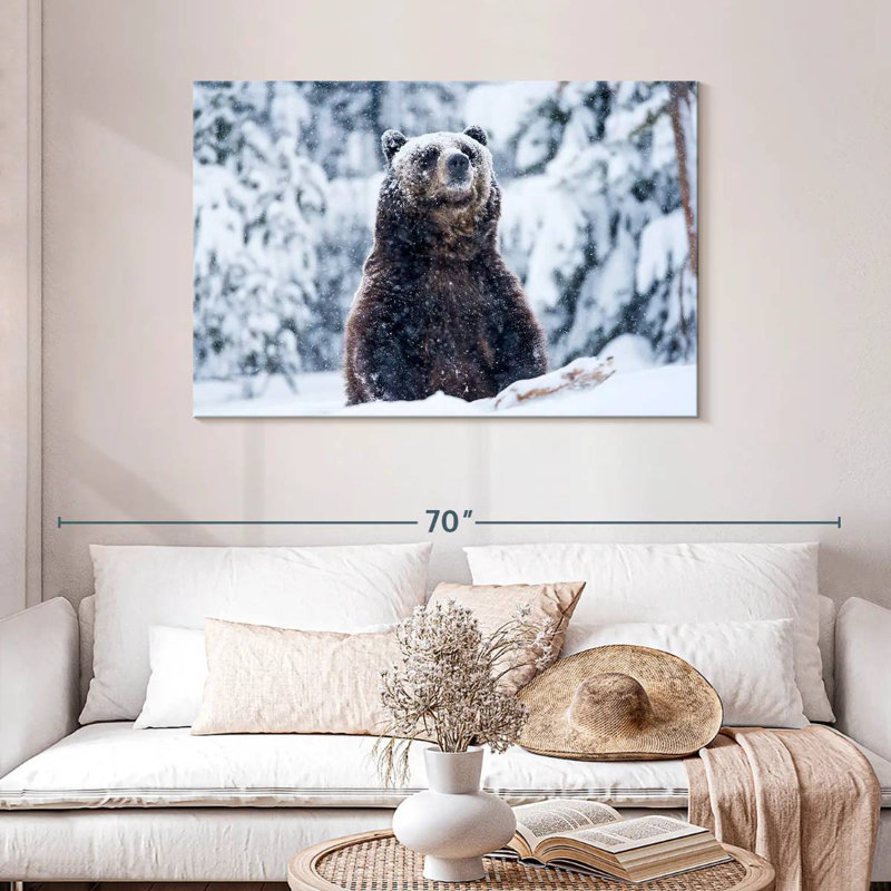 Grizzly dans la neige, H 30 po x l 45 po