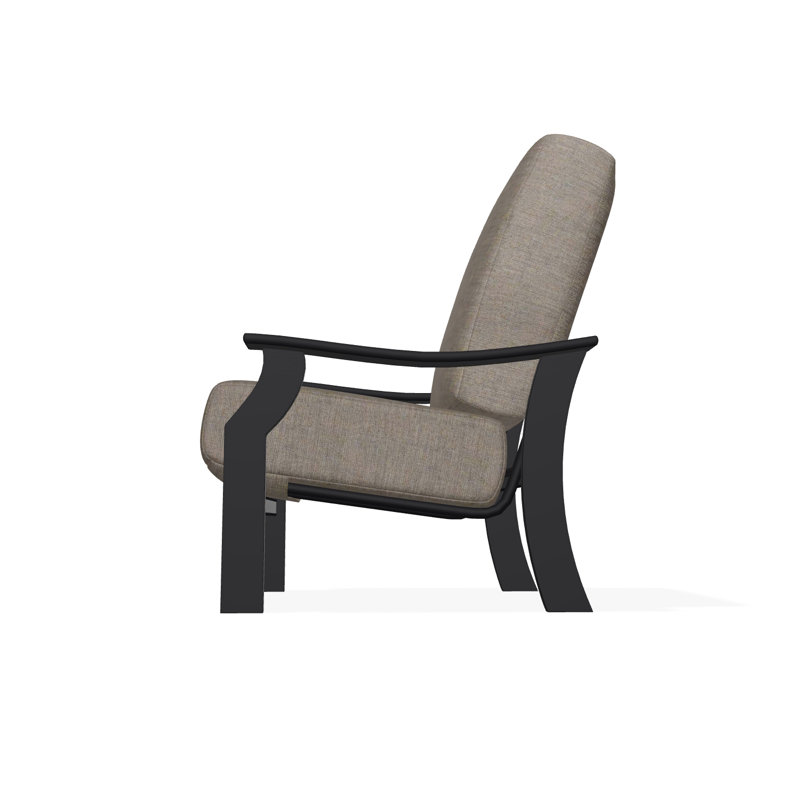 St. Catherine Marine Grade Polymer Deep Seating Cushion Arm Chair, Black, Sensory Granite