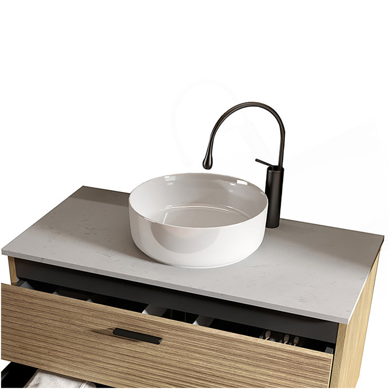Integrated White Ceramic Basin, Drain NOT Included