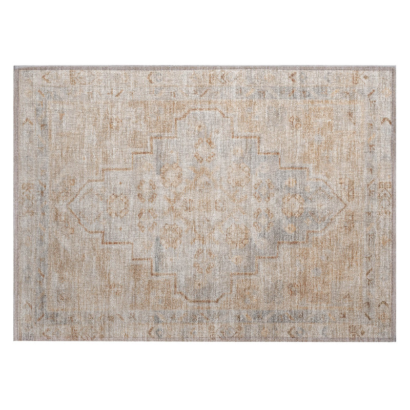 Machine Washable Indoor/Outdoor Xhevrie Copper Rug, Rectangle 1'8" x 2'6"