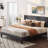 Upholstered Wingback Platform Bed, Metal Frame with Wood Slats, 7.5" Underbed Clearance, No Box Spring Needed-255304045-255304035