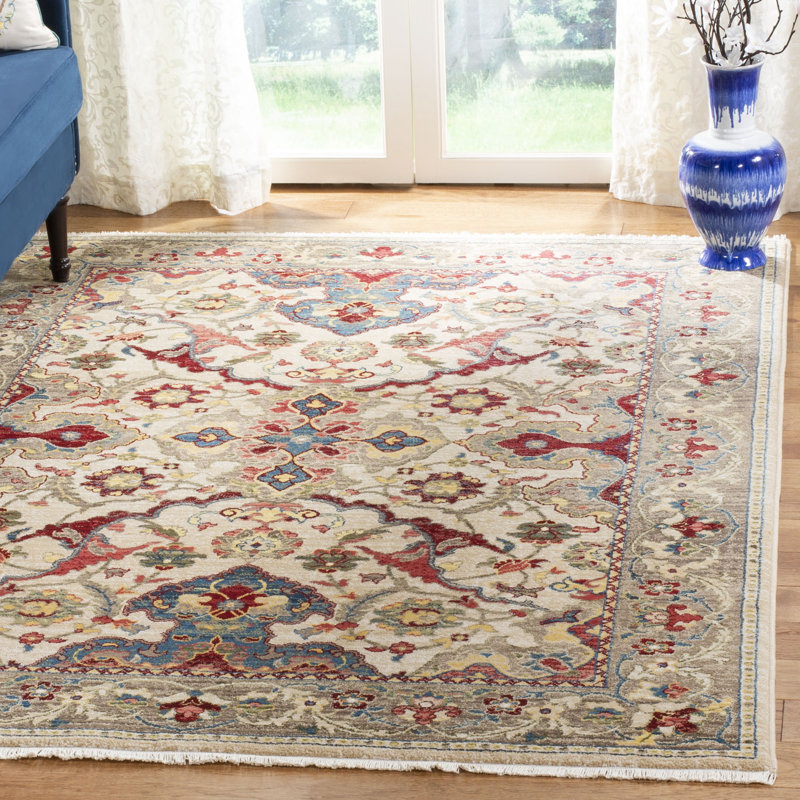 Bisen Performance Oriental Rug, Rectangle 5'1" x 7'5", Ivory/Taupe