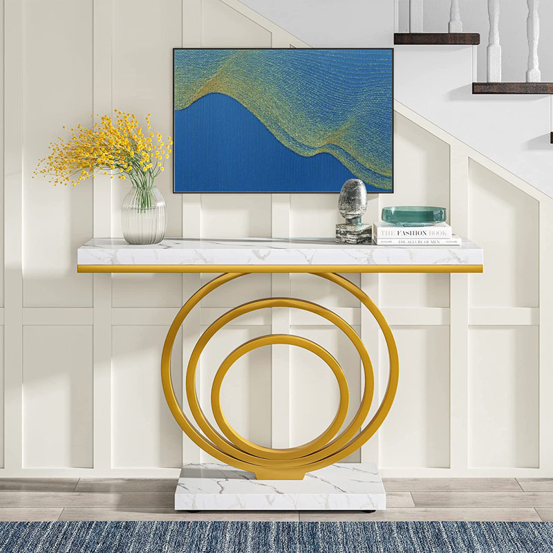 Kavalli 41.34"  Console Table Entryway Table, White/Gold