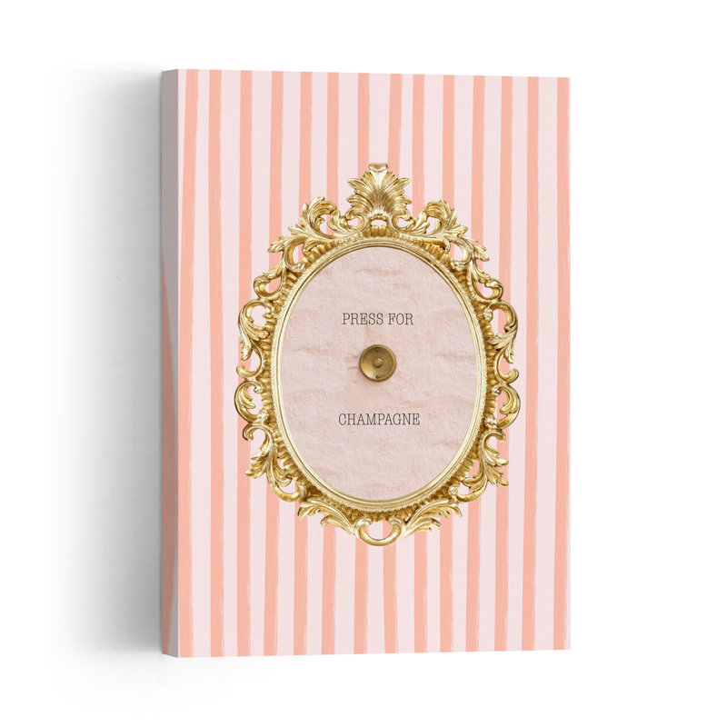 Press For Champagne Button Elegant Retro Vintage Wall Art Print by Talitha McQueen - Print, 152.4cm H x 101.6cm W