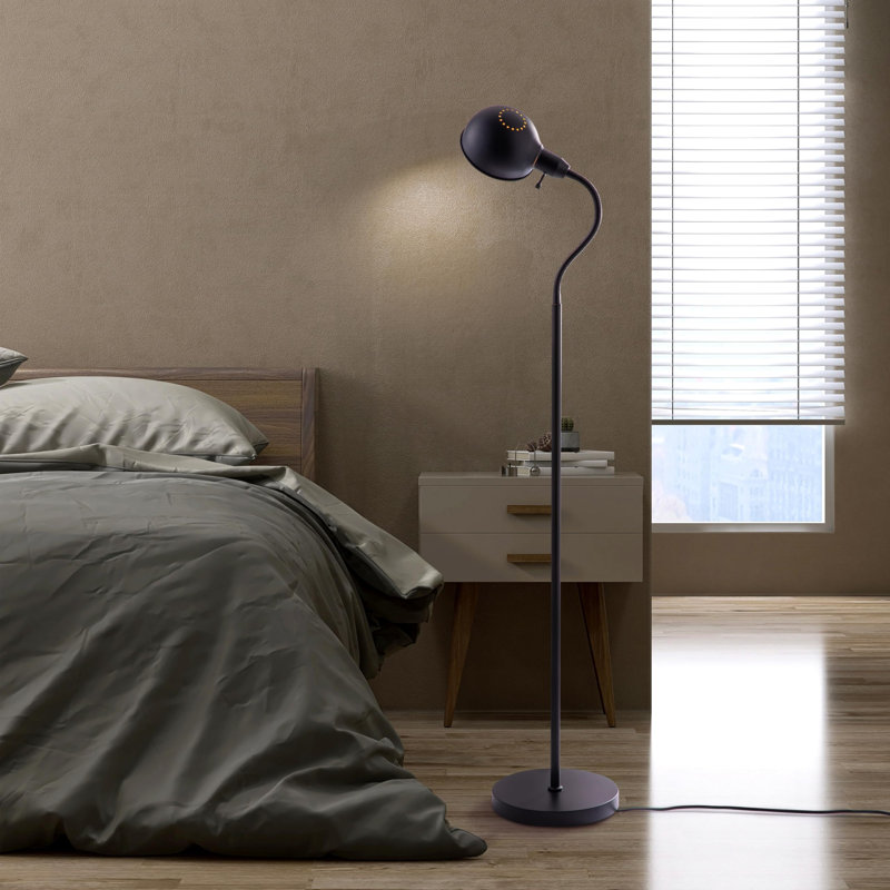 Adjustable Floor Lamp With Flexible Gooseneck And Rotatable Shade, E26 Socket, 10-Inch Base - Idal For Reading, Bedside, Living Room, Antique Brass