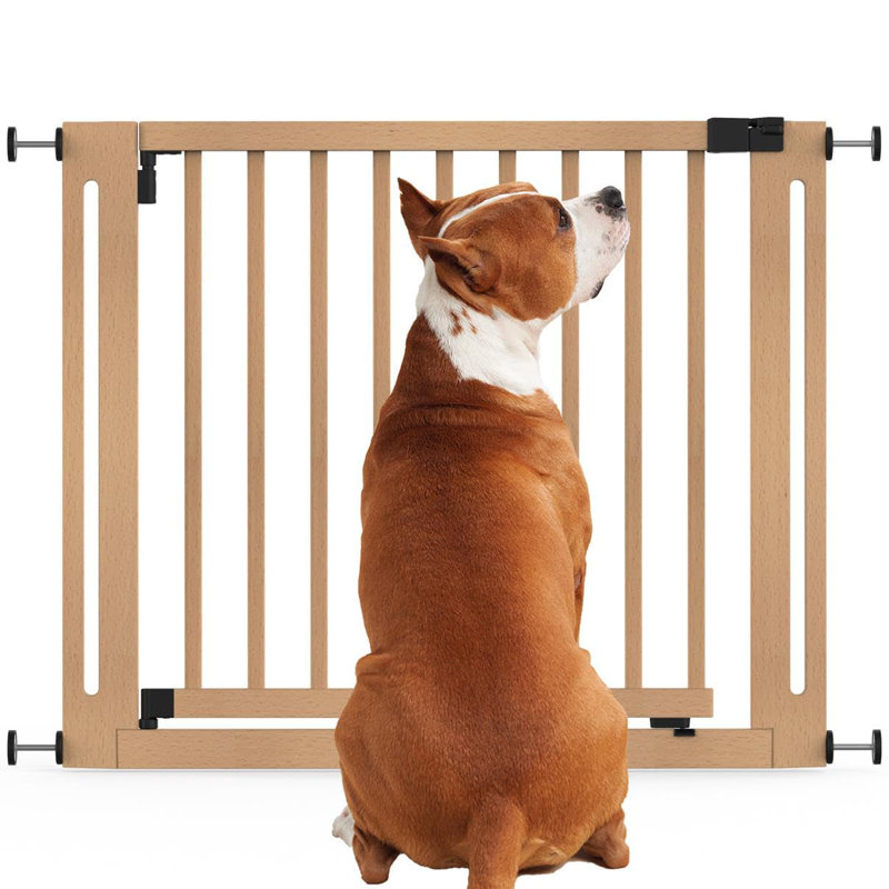 Wood Pressure Mounted Pet Gate, 105cm - 113cm, Natural