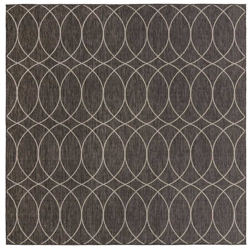 Charcoal Gitter Indoor/Outdoor Trellis Rug, Square 10'