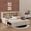 Lit de jour de taille simple recouvert de tissu avec couchette, tablettes de rangement intégrées, points de charge USB-1146444687