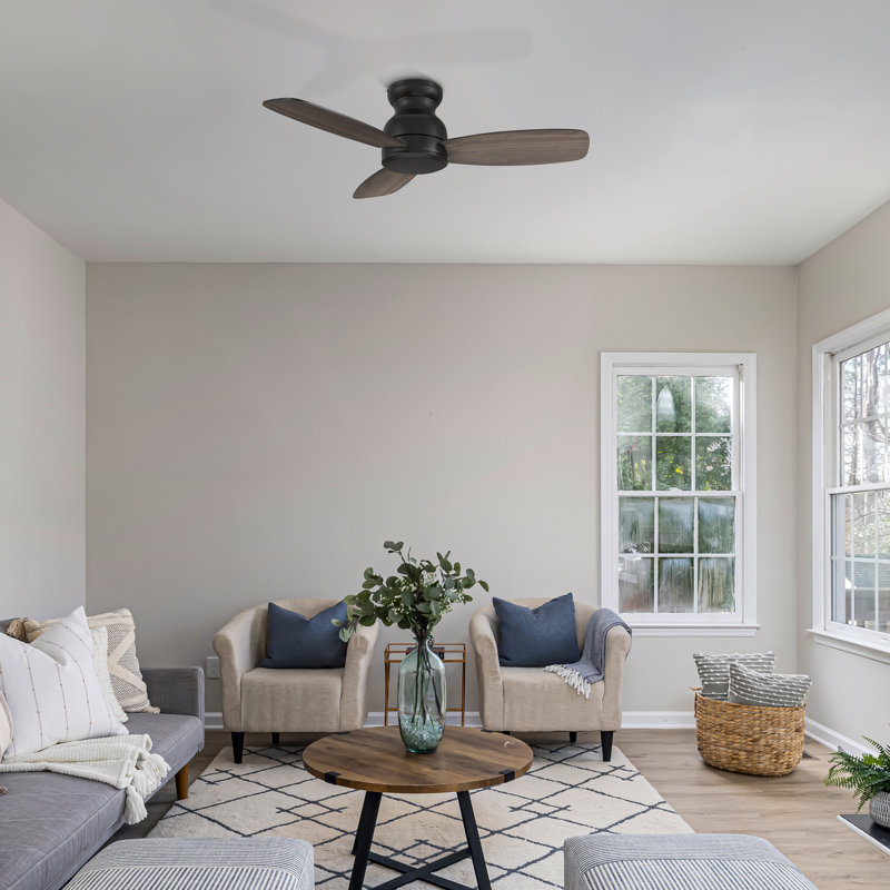 44"  3 - Blade Ceiling Fan with Remote Control, without Light, Brown