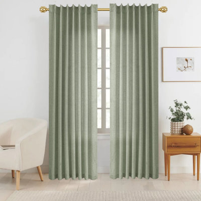 Pinch Pleat Linen Curtains 2 Panels Set