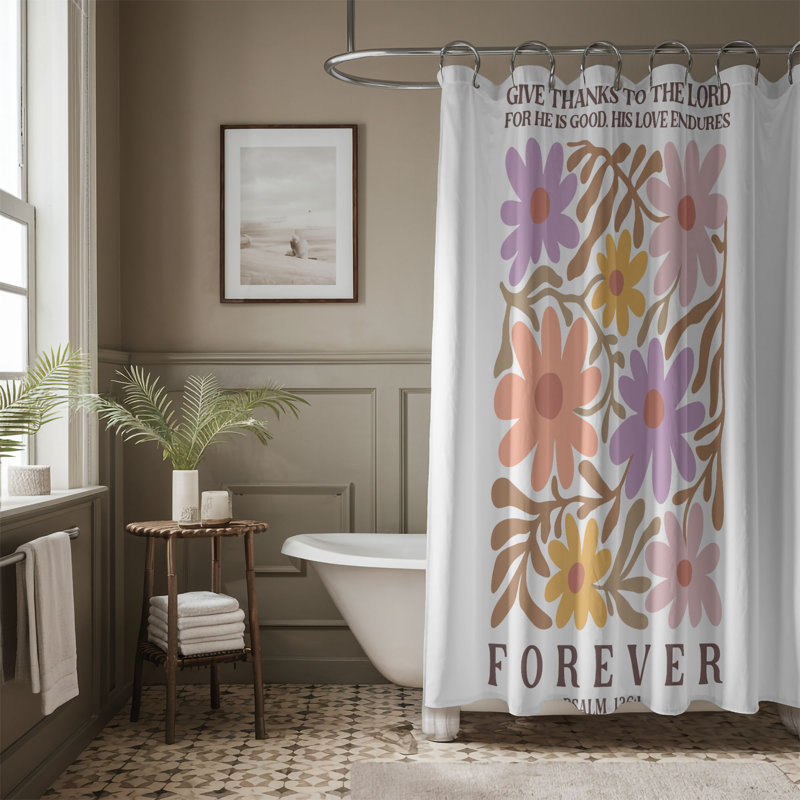 Rideau de douche standard 1 pièce Faith Flower, H 74 po x l 71 po