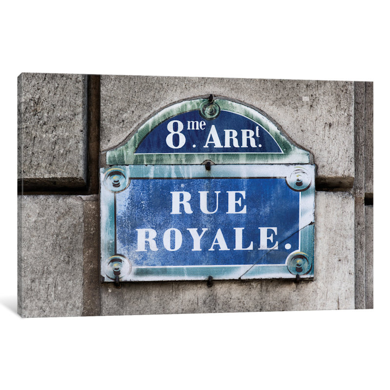 « rue royale », art textuel sur toile tendue, H 18 po x l 26 po x P 1,5 po, Pas de tapis, Toile tendue