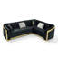 Canapé modulaire en forme de L 106 po Chesterfield avec détails dorés, capitonnage et 5 coussins décoratifs-1527088673