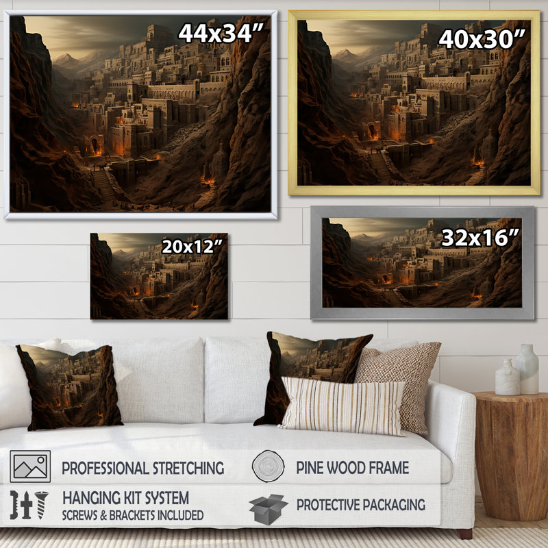 «Abstract Judaism Masada Fortress Mystery II», reproduction sur toile, Toile tendue, H 16 po x l 32 po x P 1 po