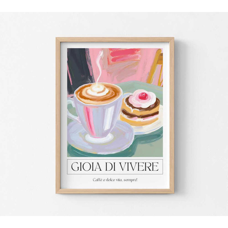 «Gioia di Vivere Café», impression d'art café moderne italien, H 40 po x l 30 po, Impression encadrée sans passe-partout