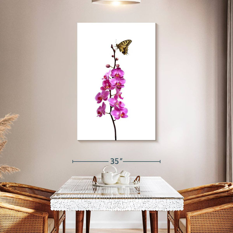 Brampt Butterfly On Orchid Stalk, 48" H x 32" W