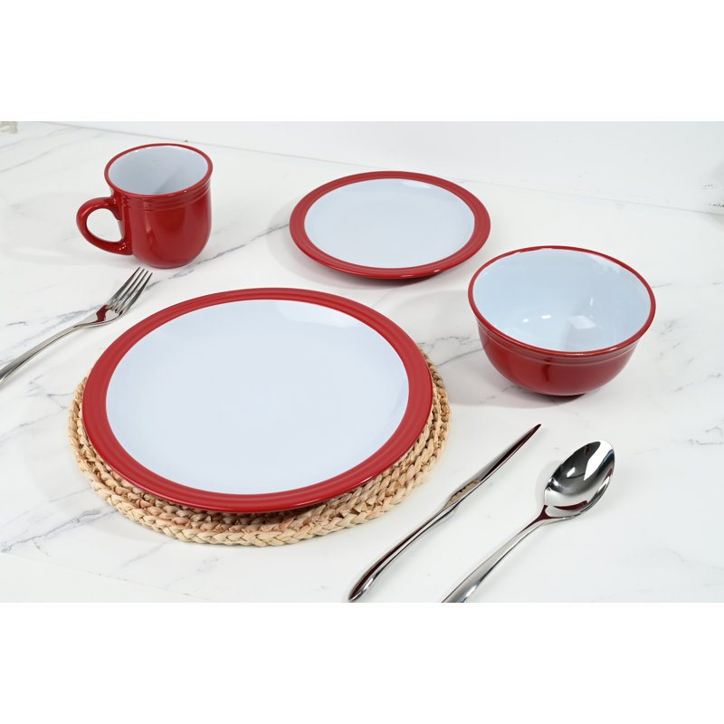 Waterside 16pc Camden Stoneware Dinner Set, Red
