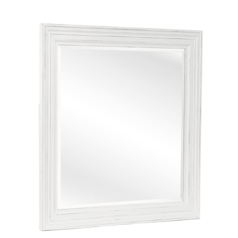 Hues Flat Solid Wood Mirror, Frost White