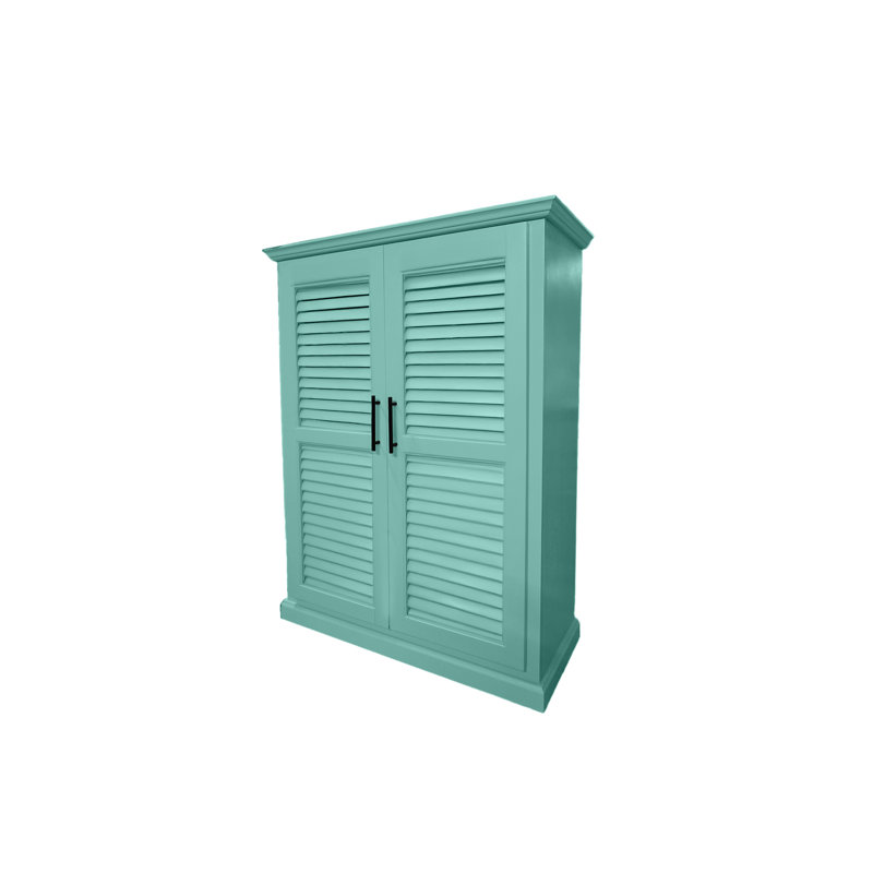 Shutter Style Solid Wood kitchen Pantry Cabinet, Aqua Fiesta
