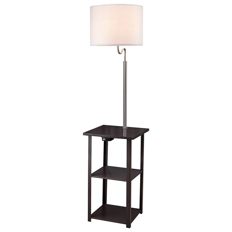 Squared Sofa Side Shelves Table Lamp With Power Station