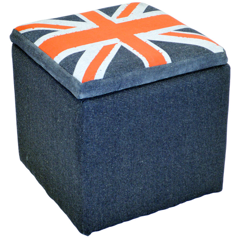 40cm Wide Square Striped Cube Ottoman with Storage