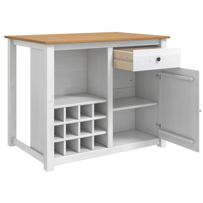 Solid Wood Kitchen Island, White