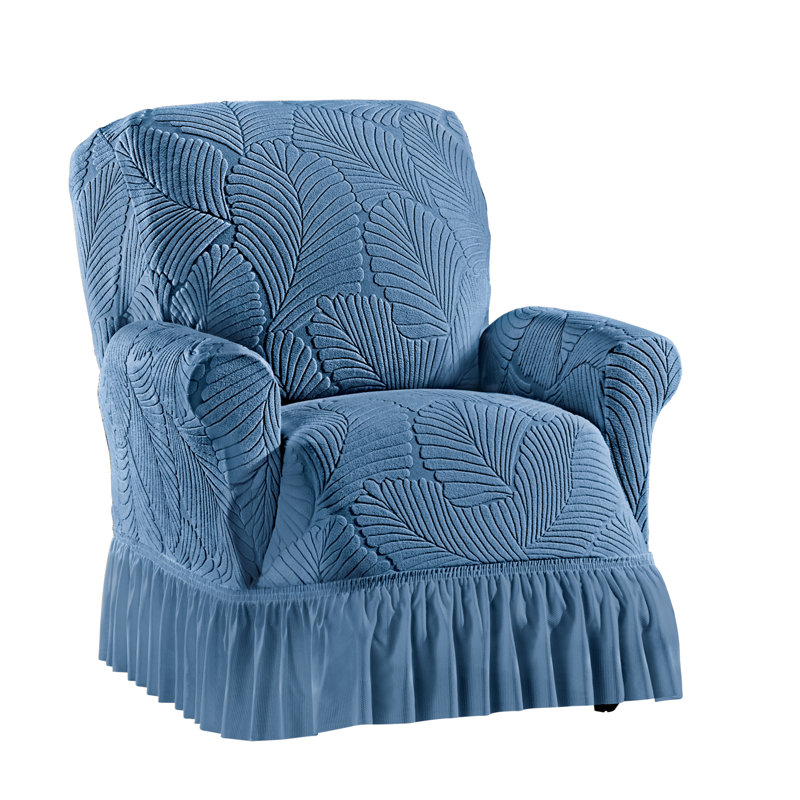 Housse à jupe à volants texturée, Bleu texturé