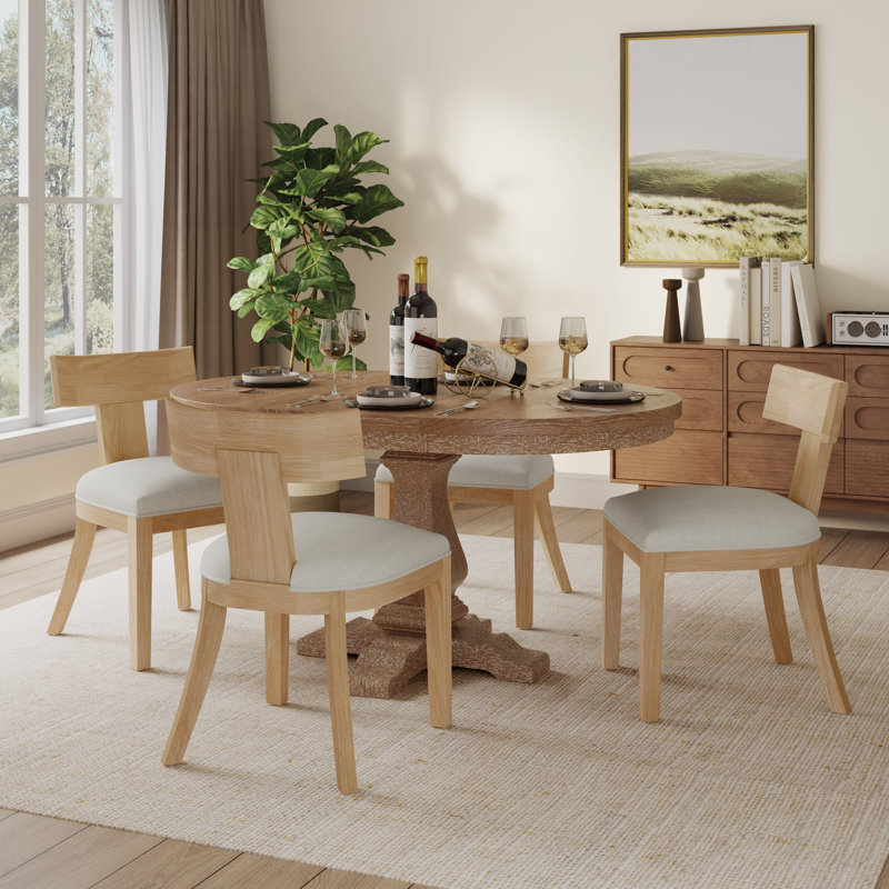 Ensemble de salle à manger extensible moderne en bois d'hévéa Blaise