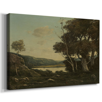 River Landscape with Large Trees-Henri Harpignies-Gallery Wrapped Canvas-1898