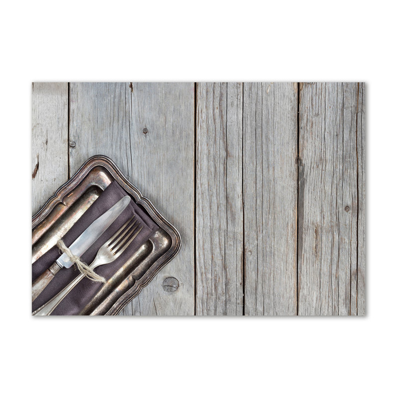 Cutlery On Boards - Wrapped Canvas Print