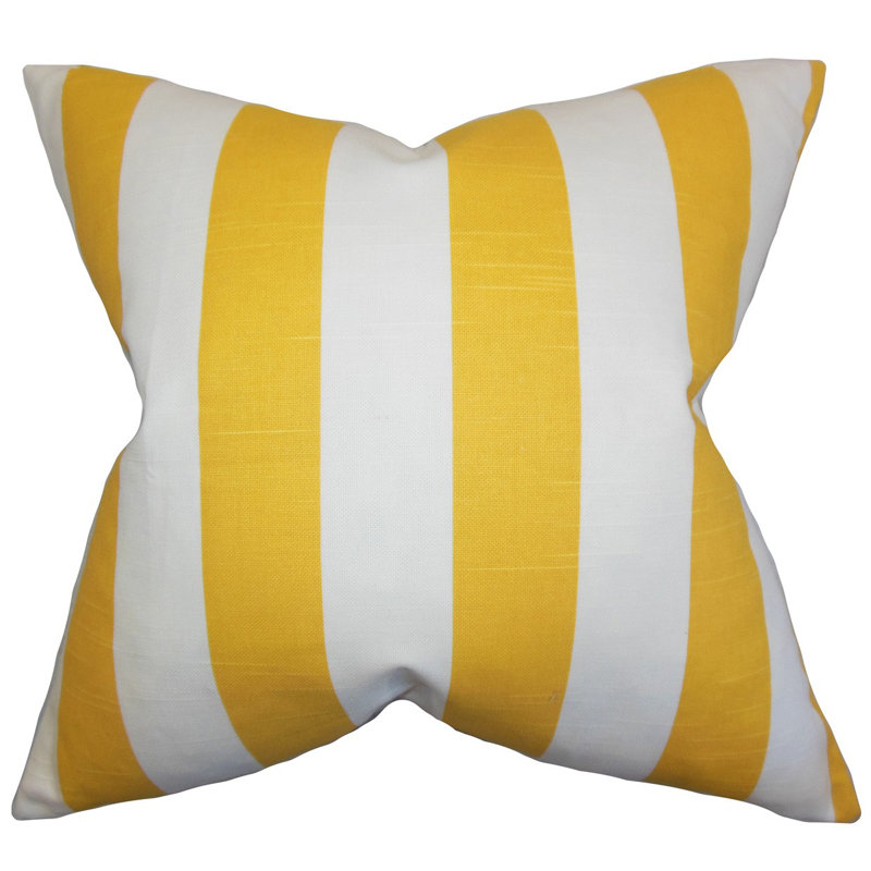 Striped Cotton Reversible Throw Pillow, 20" x 20", Coastal Blue