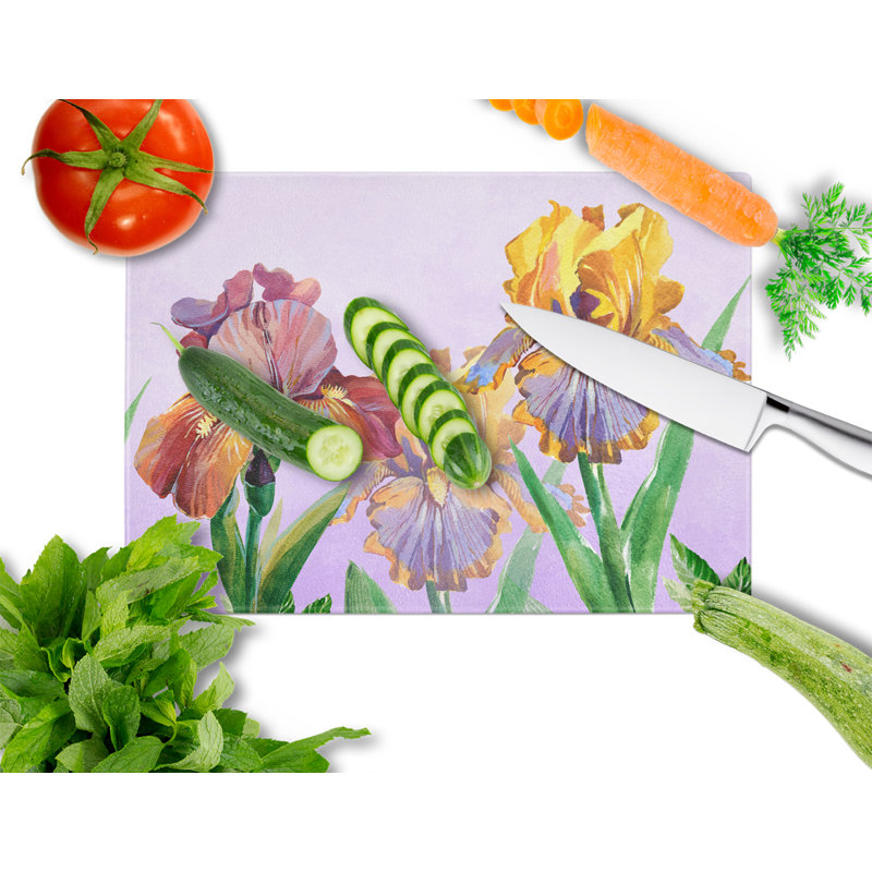 Caroline's Treasures Tempered Glass Iris Cutting Board