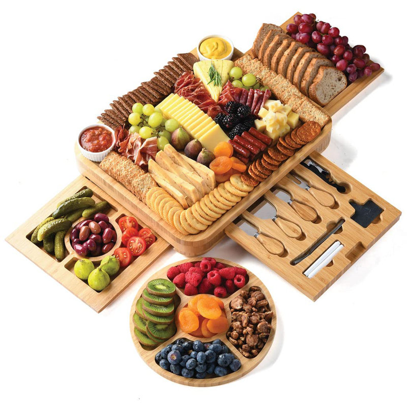 Ensemble de planches de charcuterie en bambou - Ensemble simple de planches à viande et à fromage avec accessoires de planches à charcuterie, Cadeaux de la Saint-Valentin pour elle, Cadeaux uniques pour réchauffer la maison New Home - Home It