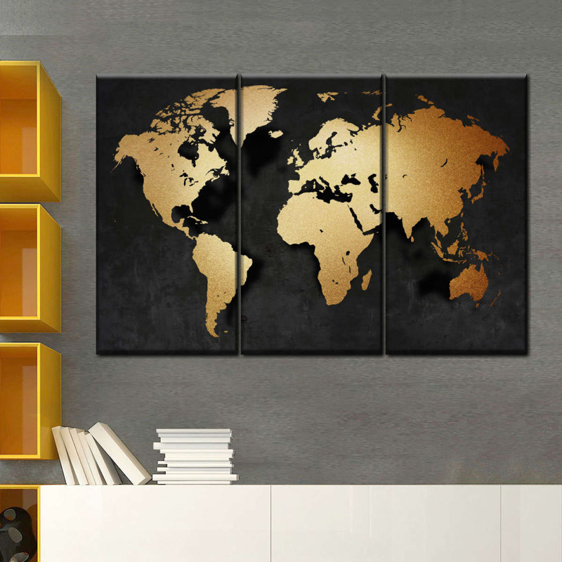 «Gold Map», reproduction sur toile, H 38 po x l 24 po x P 1,25 po