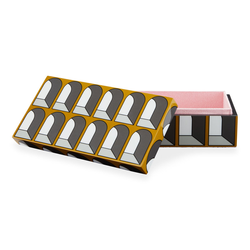 Arcade Lacquer Decorative Box, 2.5" H x 8" W x 4" D, Yellow