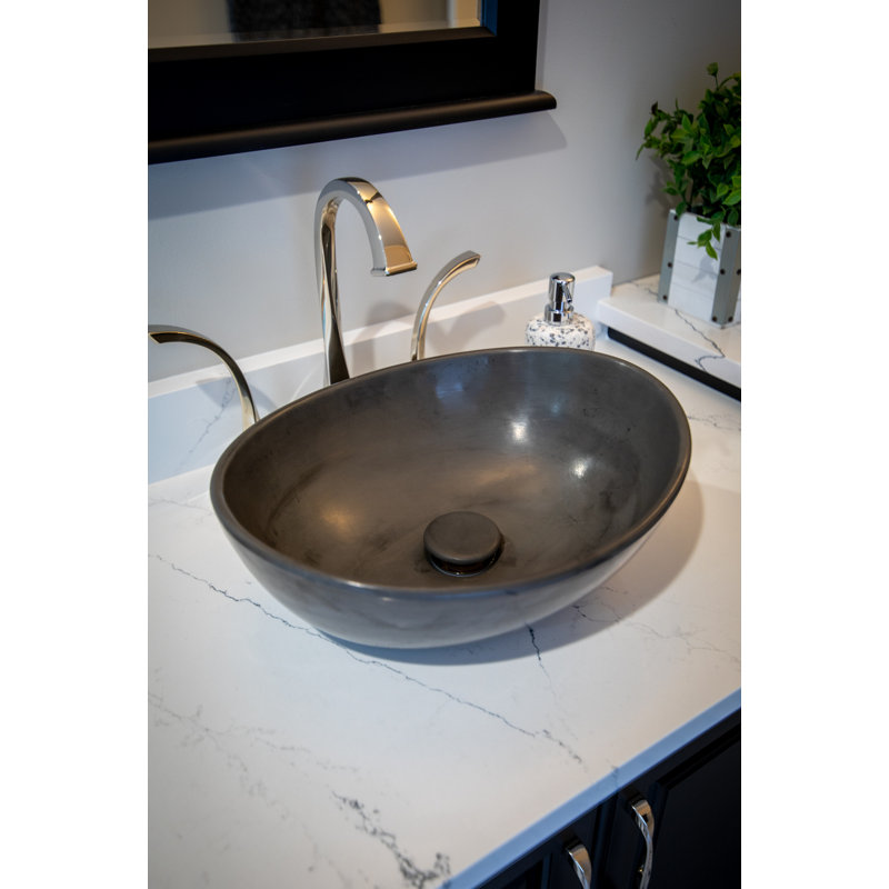 Eden Bath 13.4'' Concrete Oval Bathroom Sink, Charcoal