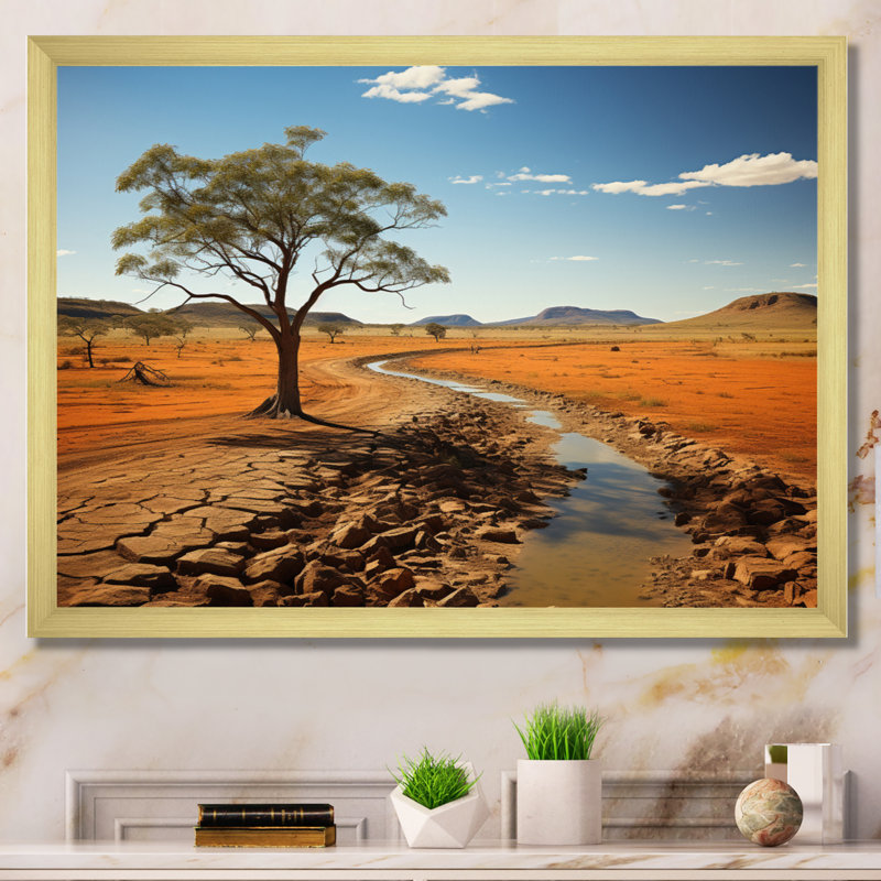"Landscape Australie Outback Spectrum I", reproduction d'art sur toile, Cadre doré simple, H 12 po x l 20 po x P 1 po