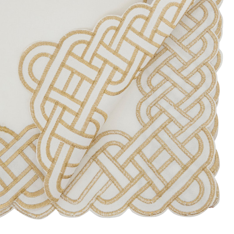 Braid Embroidered Metallic Border Table Runner, Gold, 72" L x 16" W