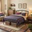 Grand lit en métal avec 2 tables de chevet brunes - ensemble de chambre à coucher moderne 3 pièces-947535286-947535291
