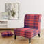 Fauteuil de chambre en velours bleu tartan