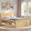 Lit plateforme en bois avec lit gigogne escamotable et compartiments de rangement latéraux-1807289788-1807289790