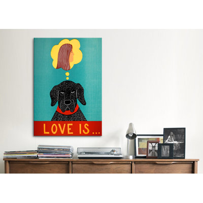 « love is fille the dog black » par stephen huneck, reproduction d’art sur toile tendue