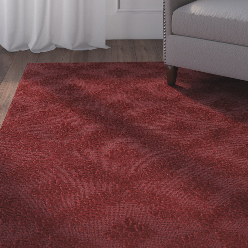 Tapis rouge à motif géométrique touffeté Spafford, Rectangle 6 pi x 9 pi