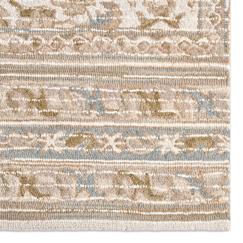 Tapis rectangulaire en laine touffeté à la main brun / or Karthik, Rectangle 9 pi x 12 pi